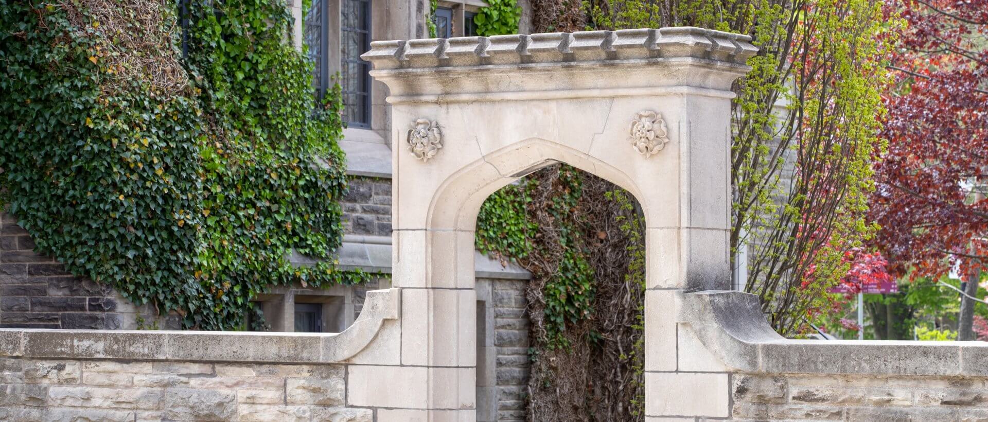 Edwards Arch located behind University Hall in spring.