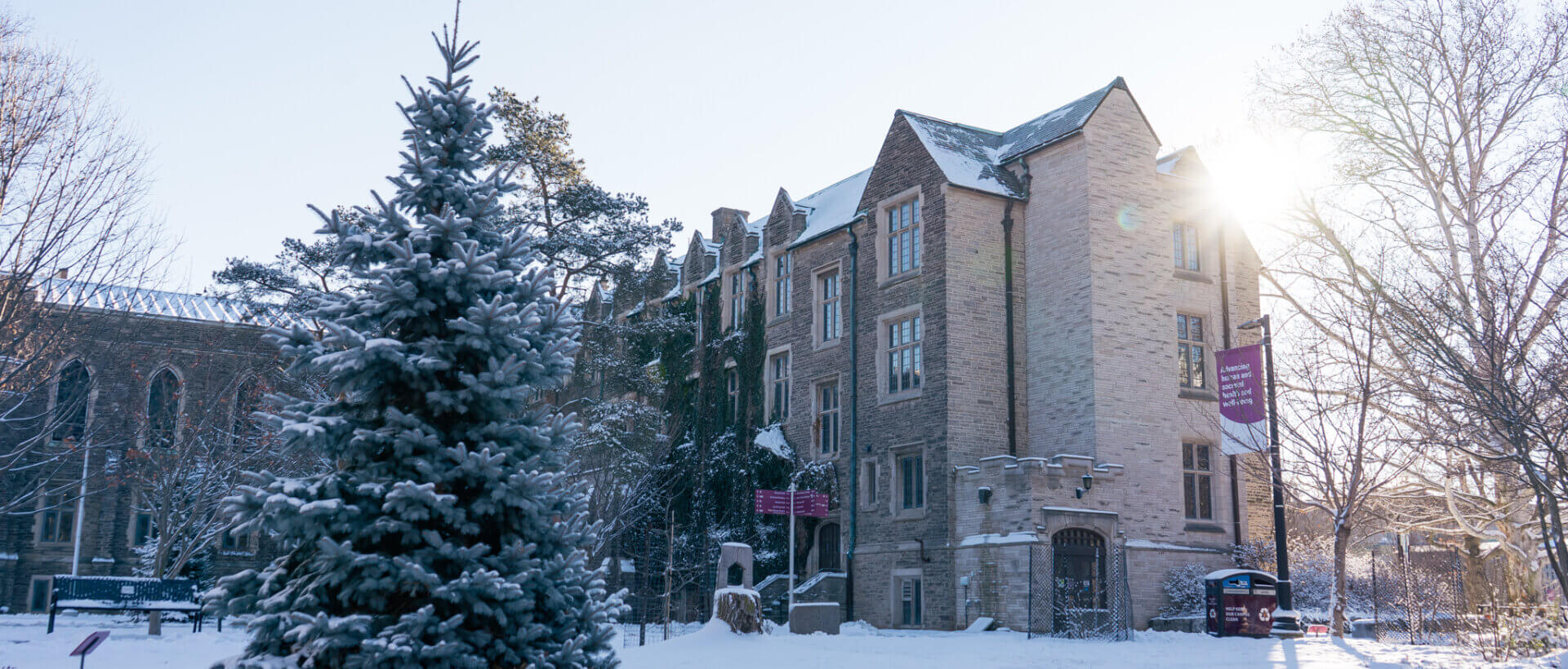 View from behind University Hall in winter.