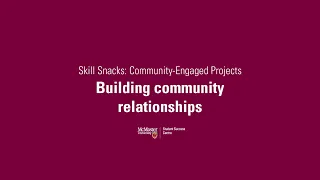 Building community relationships video title on a maroon background