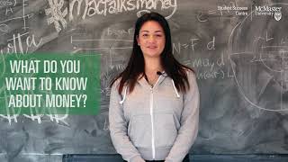 Student talking to the camera with a chalkboard in the background