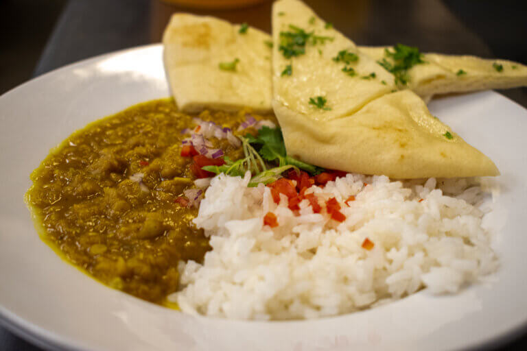 Daal with rice and naan