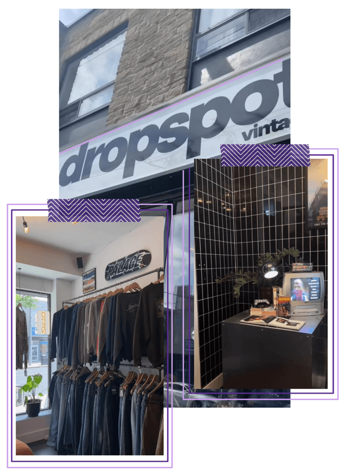 Three images of Drop Spot vintage. 